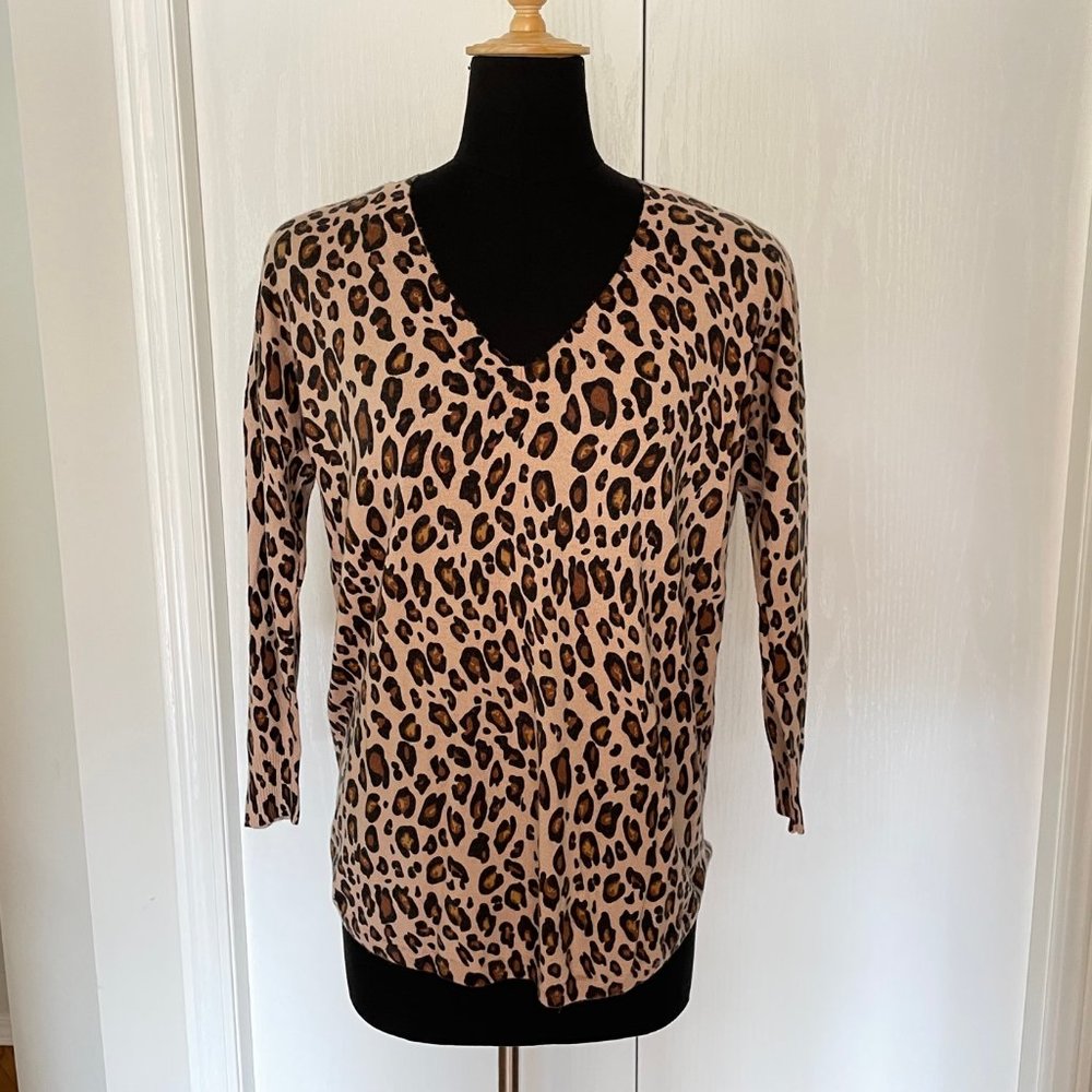 Joie V-Neck Leopard Print Chyanne Sweater